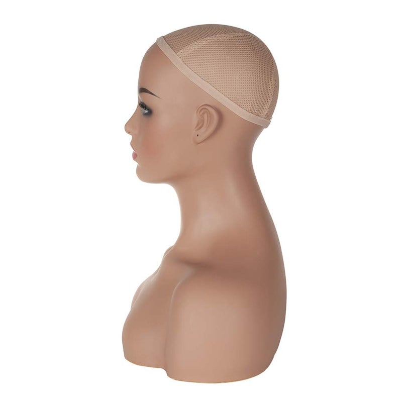 JINGFA Realistic Female Mannequin Head with Shoulder Display Manikin Head Bust for Wigs,Makeup,Beauty Accessories Displaying - Image 3